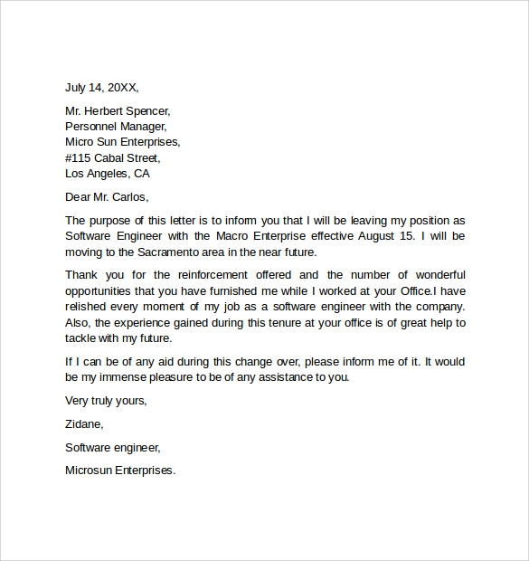 Resignation Letter Software Developer - lasopaut